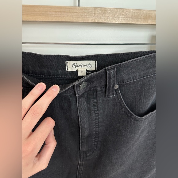 Madewell Cut Off Stretch Denim Mini Skirt in washed black | 27 - Picture 3 of 4